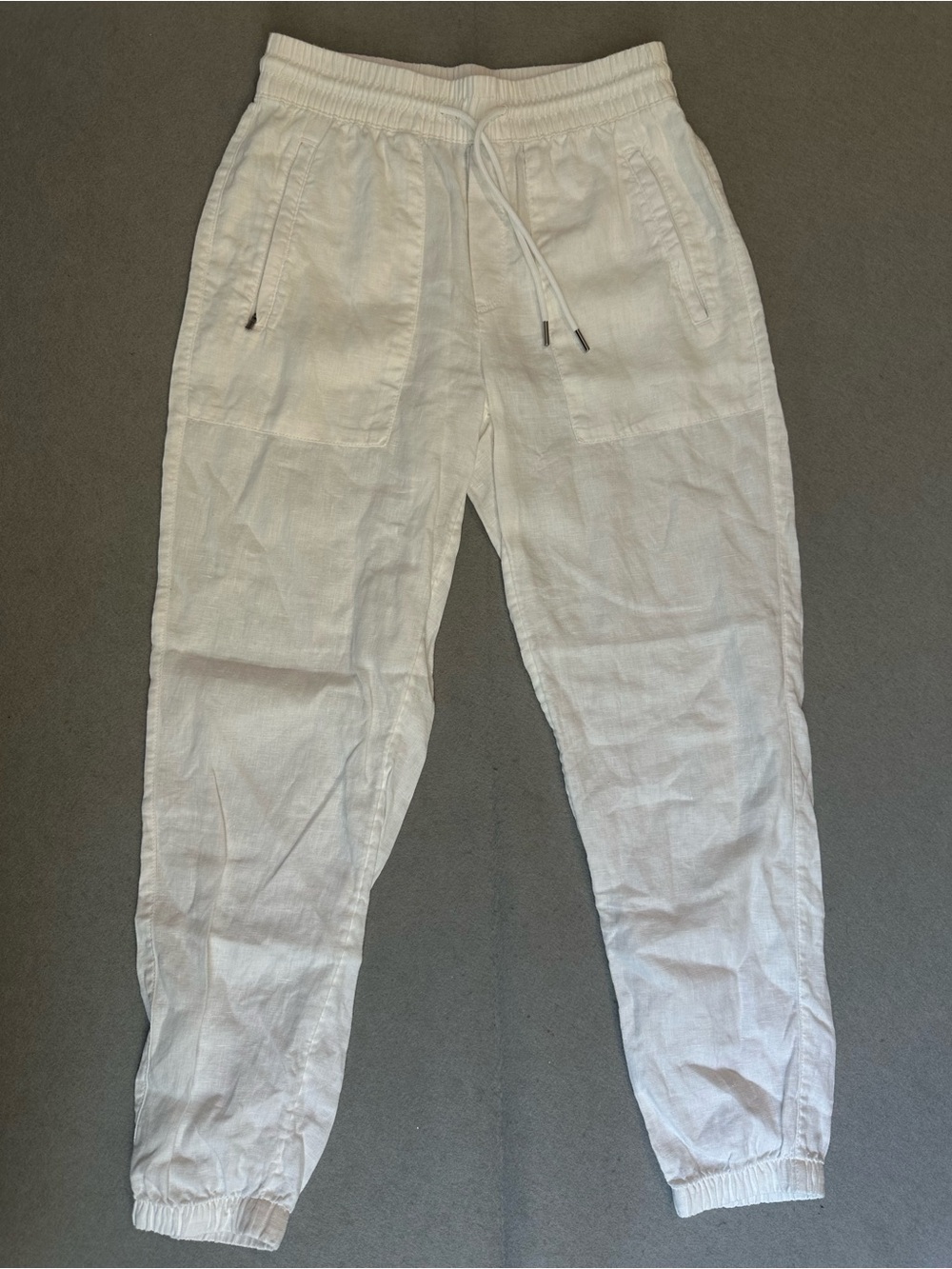 Athleta Off-White Linen Drawstring Joggers